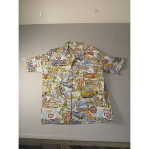 PACIFIC LEGEND 2XL HAWAIIAN SHIRT ROUTE 66 CARS CORVETTE MUSTANG USA EUC!!